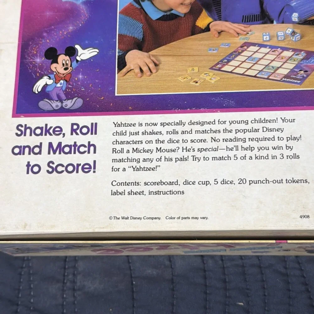 Vintage Mickey Mouse Yahtzee Game Milton Bradley MB Disney Complete? 1989